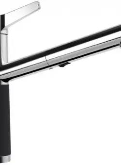 Baterie bucatarie Schock SC-510 Cristadur Magma, dus ext., 2 tipuri de jet, aspect granit, cartus ceramic, negru metalizat