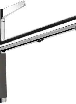 Baterie bucatarie Schock SC-510 Cristadur Silverstone, dus ext., 2 tipuri de jet, aspect granit, cartus ceramic, gri inchis