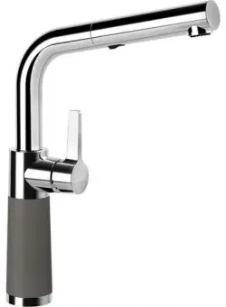 Baterie bucătărie Schock SC-540 Cristadur Silverstone, dus ext., 2 tipuri de jet, aspect granit, cartus ceramic, gri inchis