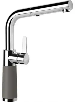 Baterie bucatarie Schock SC-540 Cristalite Asphalt, dus ext., 2 tipuri de jet, aspect granit, cartus ceramic, gri asfalt