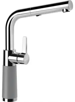 Baterie bucatarie Schock SC-540 Cristalite Croma cu dus extractibil, 2 tipuri de jet, aspect granit, cartus ceramic, gri