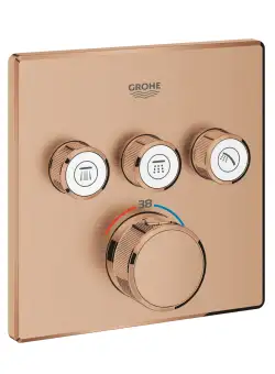 Baterie cada - dus termostatata Grohe Grohtherm SmartControl Cube cu 3 functii montaj incastrat necesita corp ingropat brushed warm sunset