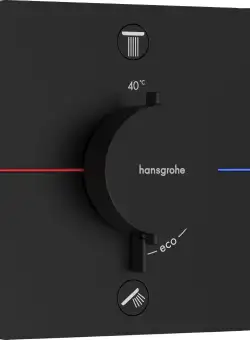 Baterie cada - dus termostatata Hansgrohe ShowerSelect Comfort Q cu 2 functii montaj incastrat necesita corp ingropat negru mat