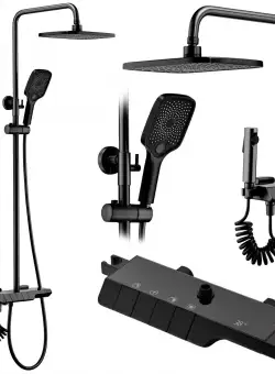 Baterie de dus cu termostat Rob neagra