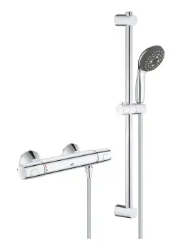 Baterie dus termostatata Grohe Precision Trend cu set de dus Vitalio Start 100 cu bara 60cm crom