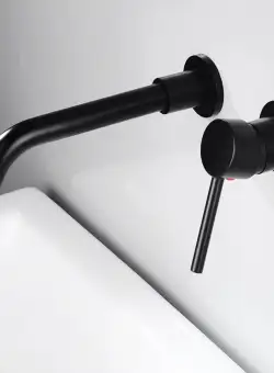 Baterie incastrata pentru lavoar, din alama, cu rotire la 360 grade, negru mat, auriu mat