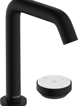 Baterie lavoar Hansgrohe Tecturis S 150 CoolStart EcoSmart+ din doua elemente montare pe lavoar actionare rotativa negru mat