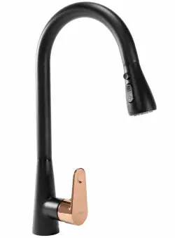 Baterie Mild negru mat/auriu roz