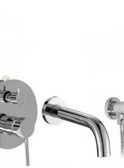 Baterie pentru cada incastrata Lungo argintie