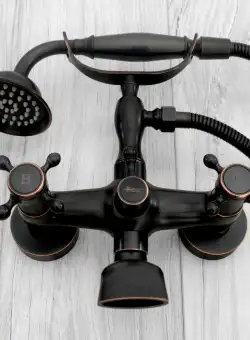 Baterie pentru cada Retro negru mat – H 26,5 cm