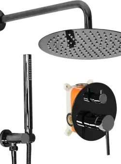 Baterie pentru dus incastrata Lungo negru metalic