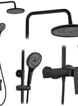 Baterie pentru dus Rebel negru mat