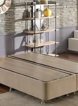 Baza de pat dublu Ela Double, Maro deschis, 140x10x190 cm