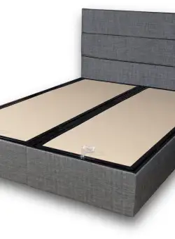 Baza pat dublu și tăblie Silver, Gri, 180x10x5 cm