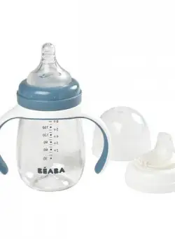 Biberon Beaba de Invatare 2 in 1 - Albastru 210 ml