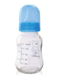 Biberon din sticla cu capac Lorelli, 120 ml, Blue