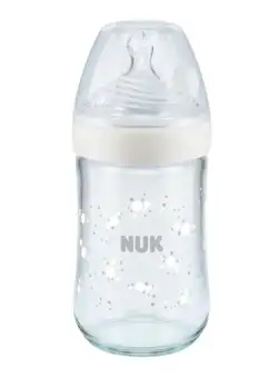 Biberon Nuk Nature Sense Sticla 240 ml Control Temperatura Tetina Silicon M 6-18 luni Alb