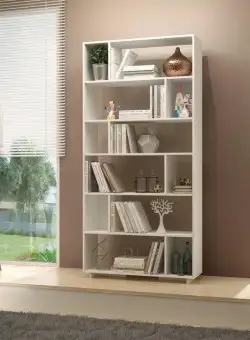 Biblioteca Aasna 7 rafturi, Alb, 90 x 189 x 25 cm