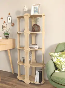 Biblioteca Ayzi cu 5 Rafturi, Stejar, 58 X 137 X 27 Cm