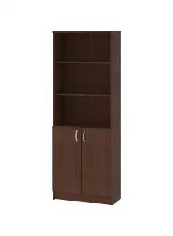 Biblioteca Flint, cu Usi Inferioare si 2 Polite, Wenge, 70 x 32 x 196 cm