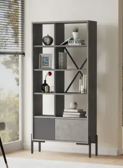 Biblioteca Kalika cu 2 usi si 5 rafturi, 80 x 160 x 26 cm