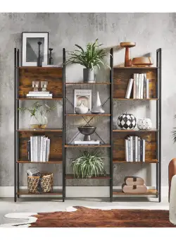 Biblioteca, Maro Rustic Si Negru, 158 Cm