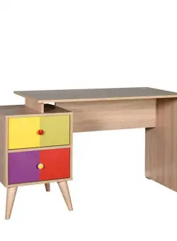 Birou Adore Rainbow, cu 2 sertare, Sonoma, 128 x 75 x 57