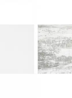 Birou ALMA, cu 2 sertare si 2 usi, alb + pin antichizat, 135x50x75 cm