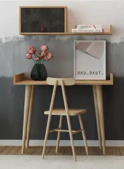 Birou Brush cu rafturi, Stejar, 100 x 81 x 60 cm