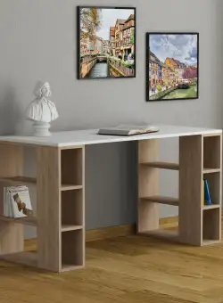 Birou Colmar, Alb, 140 x 75 x 60 cm