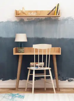 Birou Harmony cu raft, Stejar, 90 x 84 x 60 cm