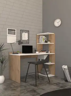 Birou Ladin cu biblioteca, Stejar, 120 x 140 x 52 cm