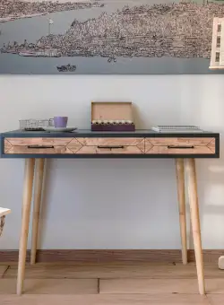 Birou Milano cu 2 sertare, Stejar Gri, 105 x 79 x 55 cm