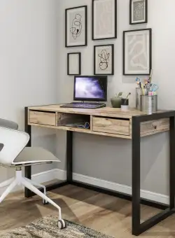 Birou Ogene cu 2 sertare, Crem, 105 x 77 x 55 cm