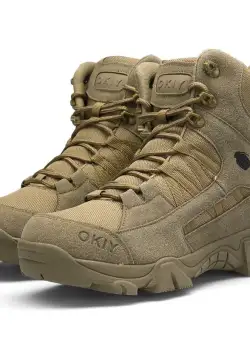 Bocanci militari, maro nisip, piele bovina, marimea 45