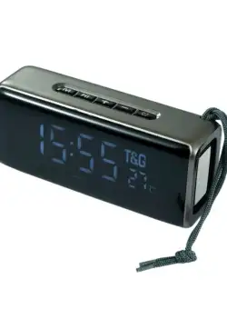 Boxa Portabila Wireless Cu Afisaj Digital, Ceas,Termometru,Radio,MP3,TF/USB,Bluetooth,T&G TG-174, Gri Argintiu