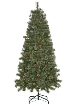 Brad de Craciun artificial 6 picioare, cu 450 de ramuri realiste, 28 conuri de pin, baza metalica, verde HOMCOM | Aosom RO