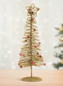 Bradut metalic - ornament de Craciun - 28 cm - auriu