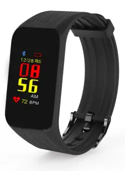 Bratara Fitness Techstar® K1 Negru, 0.66 inch OLED, Alerte, Social Media, Monitorizare Cardiaca, IP65, Bluetooth 4.0