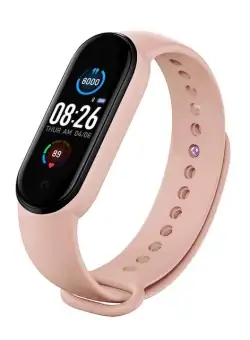 Bratara Fitness Techstar® M5, Ecran 1.14 inch inch TFT, Bluetooth 4.0, IP66, Tensiune, Puls, Oximetru, Alerta Sedentarism, Roz