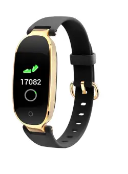 Bratara Fitness Techstar® S3 Plus, Ecran 0.96 inch inch, Bluetooth 4.0, IP66, Tensiune, Puls, Alerta Sedentarism, Elegant, Auriu/Negru