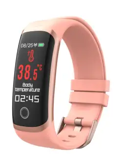 Bratara Fitness Techstar® T4, Ecran 0.96 inch inch, Bluetooth 5.0, IP66, Monitorizare Puls, Tensiune, Temperatura, Oxigen, Calitate Somn, Roz