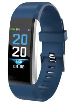 Bratara Smart Fitness Techstar® ID115 Plus Fitness, 0,95 inch OLED, BT4.0, Waterproof IP65, Monitorizare Puls, Tensiune, Albastru