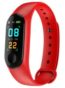Bratara Smart Fitness Techstar® M3 Plus, Unisex, Monitorizarea Sangelui si Ritmului Cardiac, Pentru Android si iOS, Rosu