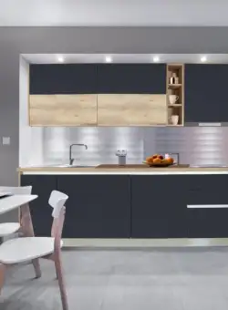 Bucatarie Evo Gri Antracit Si Natur, Front Mdf Lucios, 247.6 X 223 X 60 Cm