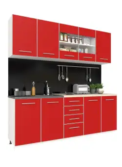 Bucatarie Riga, Rosu/Alb, L 200 cm