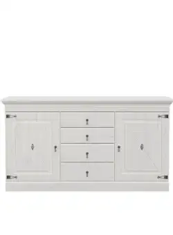 Bufet Cu 2 Usi Si 4 Sertare Encanto, Pin Alb, 171.3 Cm