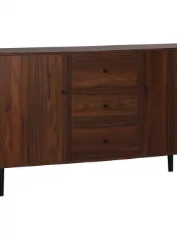 Bufet HOMCOM Modern, Lemn și PAL, 2 Dulapuri, 3 Sertare, 127x40x76 cm, Maro și Negru | Aosom Romania