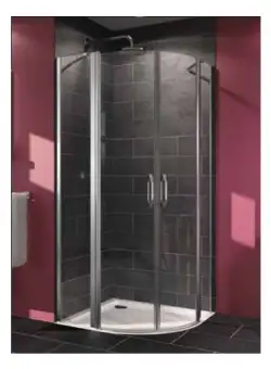 Cabina de dus Huppe X1B semirotunda 90cm cu usi batante si segment fix sticla clara 6mm si profile crom