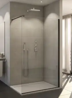 Cabina de dus Walk-In SanSwiss Easy STR4P 80cm sticla securizata 8mm profil negru mat